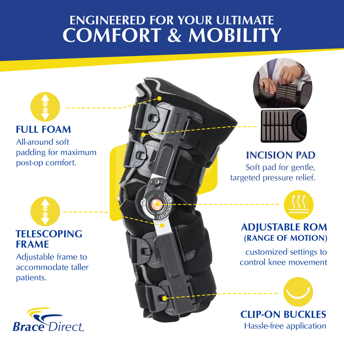 Breg T Scope Premier Post-Op Knee Brace with BridgeTech Incision Pad - Trusted Knee Recovery Solution by Brace Direct L1833, L1832
