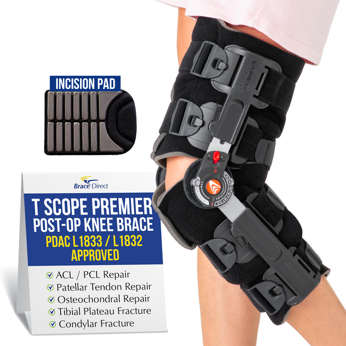 Breg T Scope Premier Post-Op Knee Brace with BridgeTech Incision Pad - Trusted Knee Recovery Solution by Brace Direct L1833, L1832
