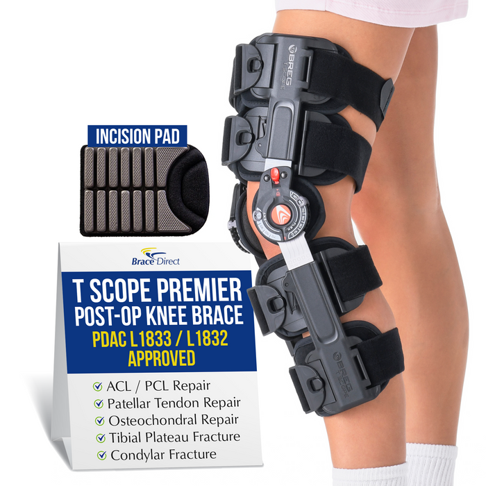 Breg T Scope Premier Post-Op Knee Brace with BridgeTech Incision Pad - Trusted Knee Recovery Solution by Brace Direct L1833, L1832