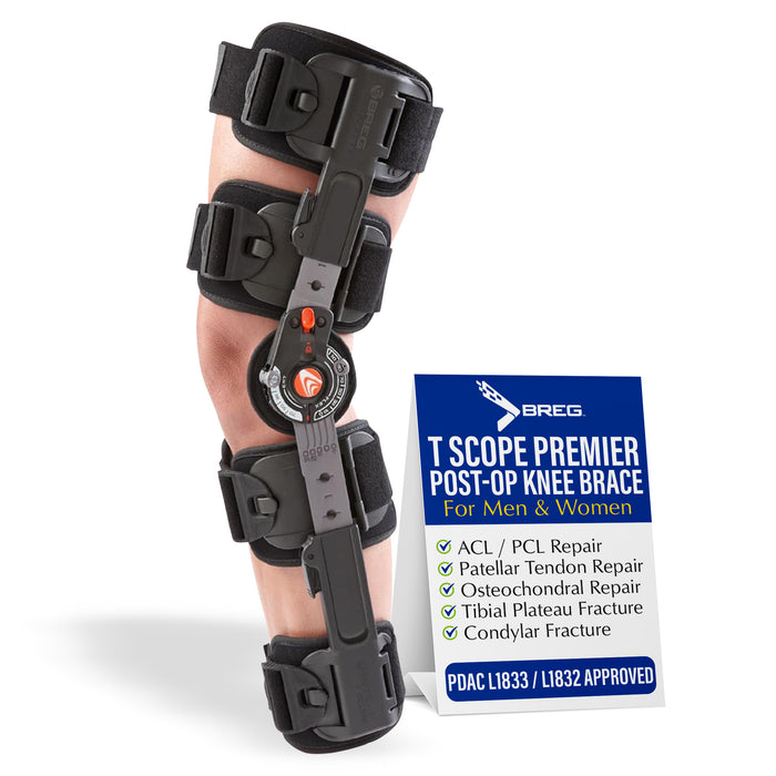 Breg T Scope Premier Post-Op Knee Brace with BridgeTech Incision Pad - Trusted Knee Recovery Solution by Brace Direct L1833, L1832
