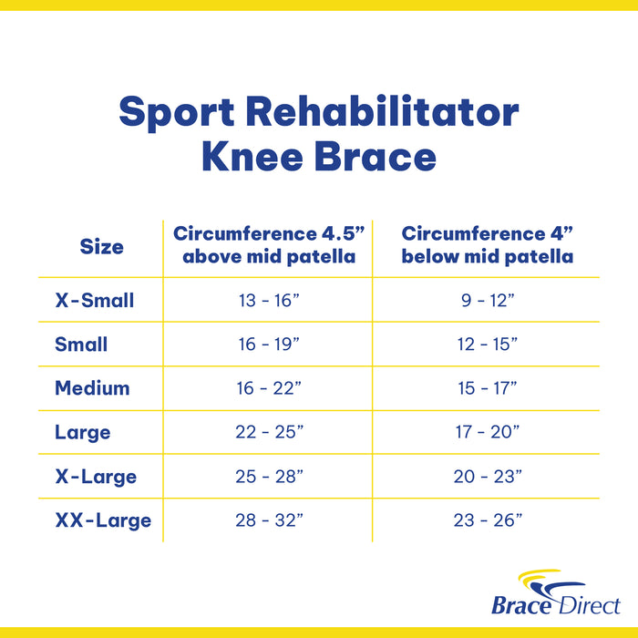 Sport Rehabilitator Post-Op Hinged ROM Knee Brace- Ideal for Total Knee Replacement,  OA- Gait Correction and Quad Strengthening Pre/Post TKA- Guardian by Brace Direct