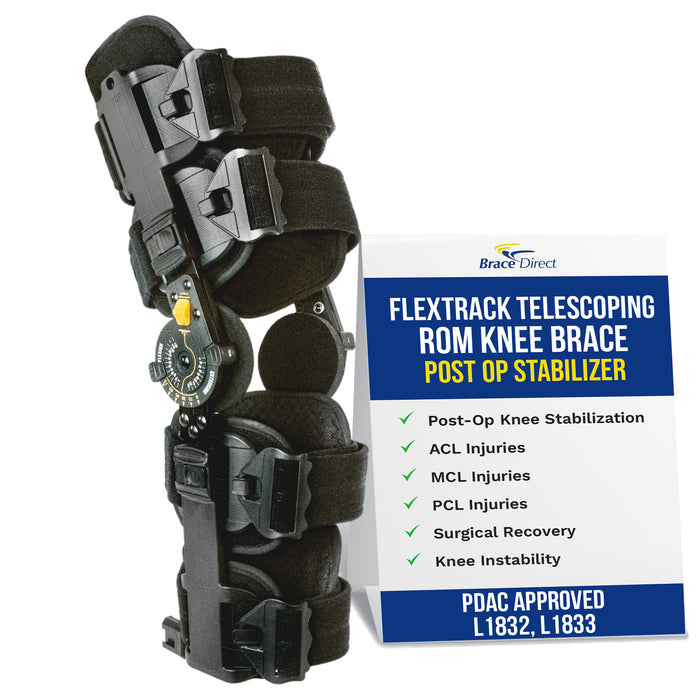 Brace Align FlexTrack ROM Telescoping Knee Brace - Adjustable Hinged Post Op Stabilizer for ACL, MCL, PCL Injuries & Surgical Recovery - L1832 L1833