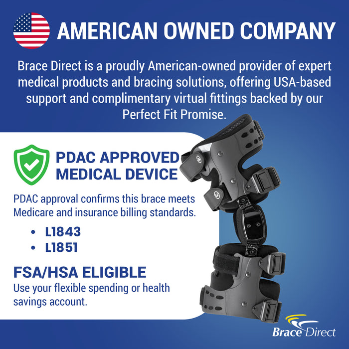 Brace Direct Dual Adjustment Osteoarthritis Knee Brace - Adjustable OA Offloader with ROM Control and Condyle Pad L1843/L1851
