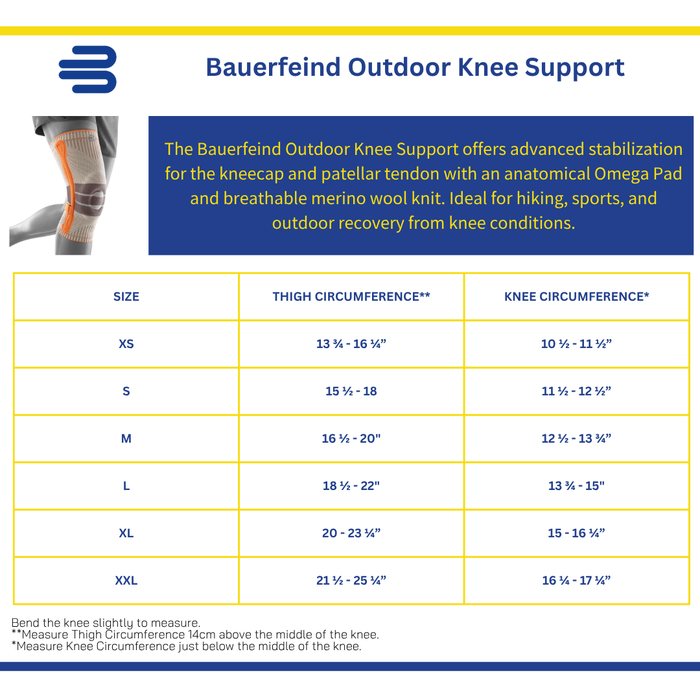 Bauerfeind Outdoor Knee Support - Compression Brace for Tendonitis, Arthritis & Patella Stabilization