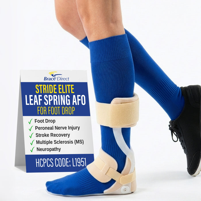 Brace Direct StrideElite Leaf Spring AFO – Lightweight Foot Drop Brace with Flexible Dorsiflexion Support (L1951)