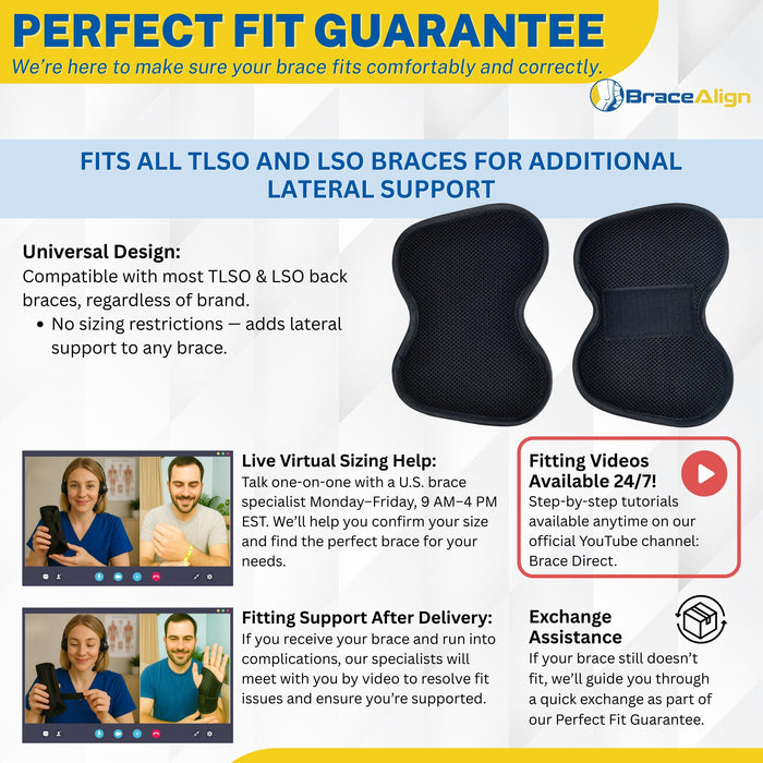 Brace Align Core TLSO LSO Side Stays for Back Braces - Adjustable Replacement Side Panels for Added Lateral Support