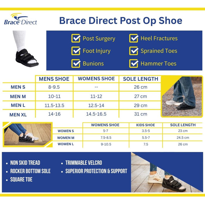 post op shoe types comparison chart