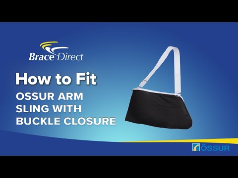 Informational video shows how to fit and wear the Ossur Buckle Closure Arm Sling, by Brace Direct.