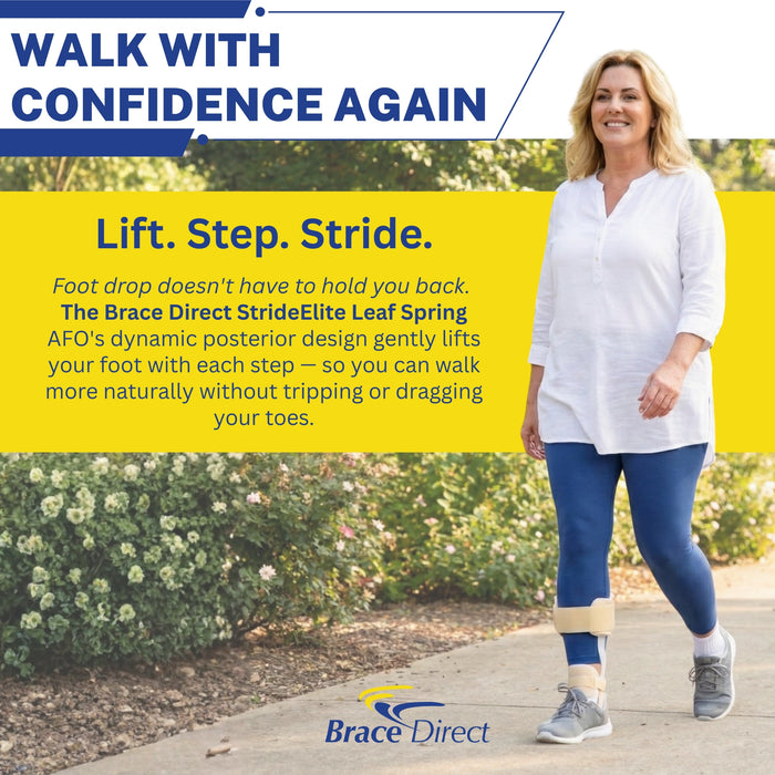 Brace Direct StrideElite Leaf Spring AFO – Lightweight Foot Drop Brace with Flexible Dorsiflexion Support (L1951)