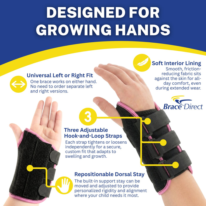 Brace Direct ColorPop Wrist Kids Brace L3908 | Adjustable Pediatric Wrist Support