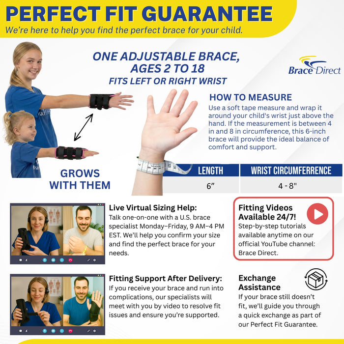 Brace Direct ColorPop Wrist Kids Brace L3908 | Adjustable Pediatric Wrist Support