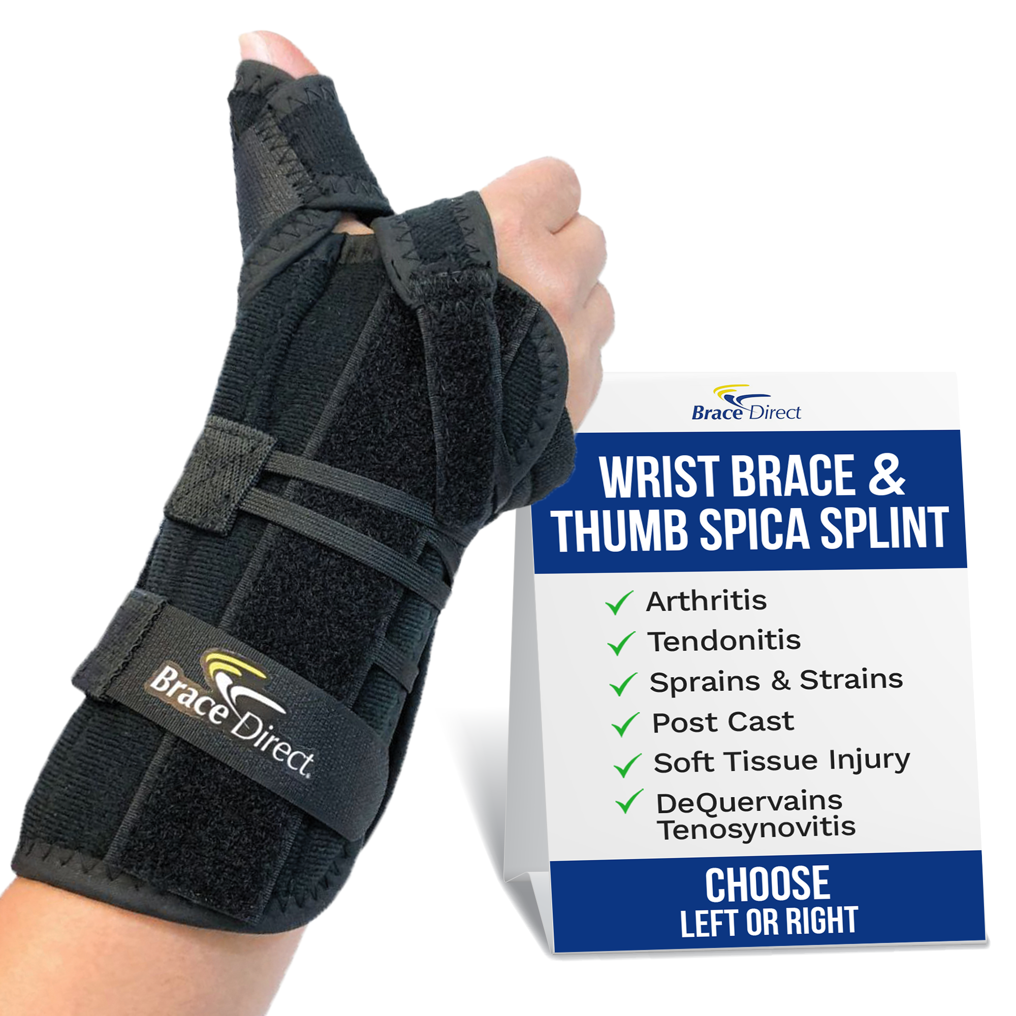 Adjustable & Breathable Wrist Splint with Thumb Spica - Brace Direct