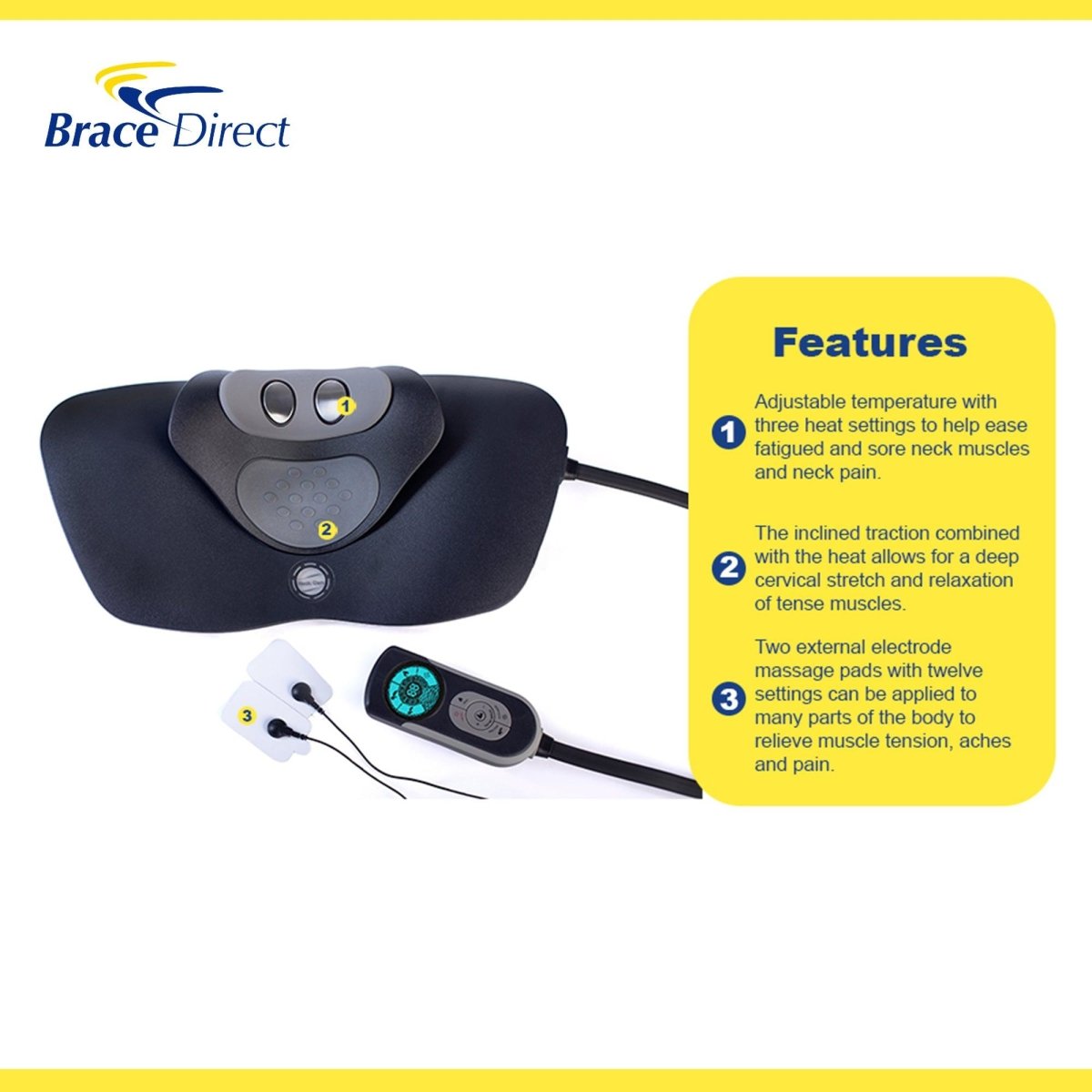 Brace Direct Digital Cervical Traction Unit with Massage, Heat and TENS Electrotherapy - CTU348 - Brace Direct