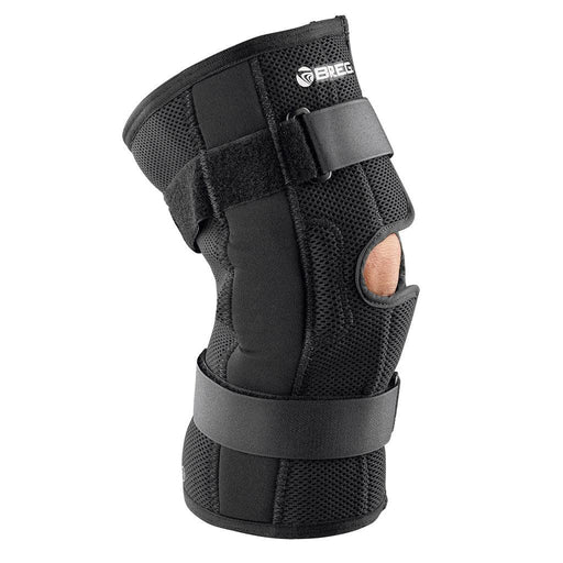 Side view of the Breg Airmesh Economy Hinged Pull-on Knee Brace by Brace Direct, isolated on white.
