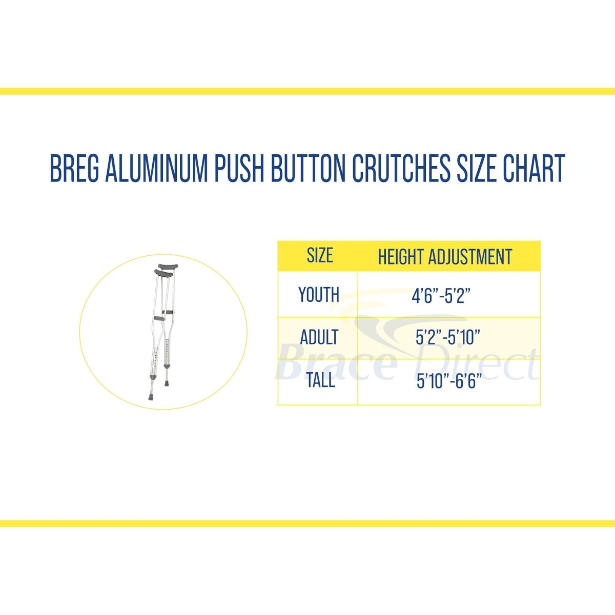 Breg Aluminum Push Button Crutches - 100309-000 - Brace Direct