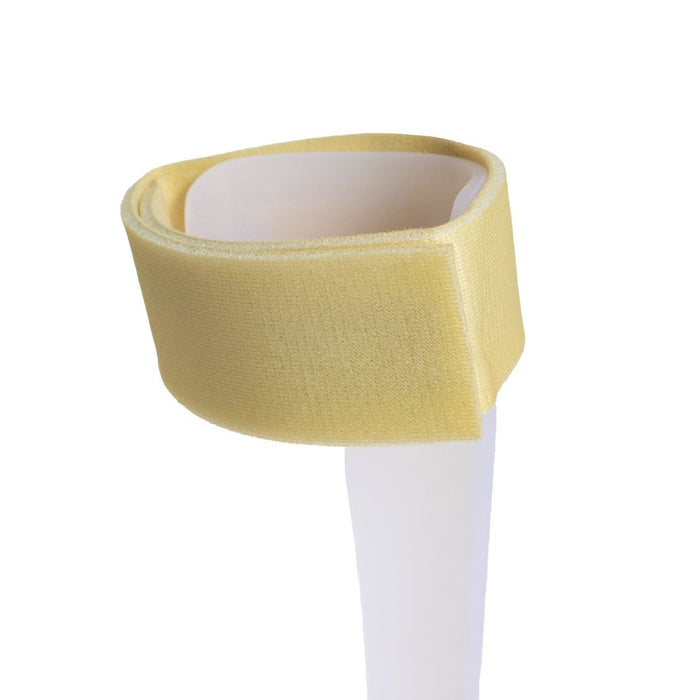 Close-up of the Breg Ankle Foot Orthosis' velcro strap, isolated on white.