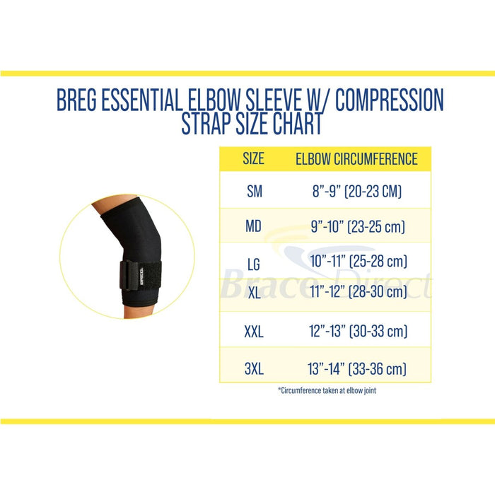 Breg Essential Elbow Sleeve with Compression Strap - VP30603-020-S - Brace Direct