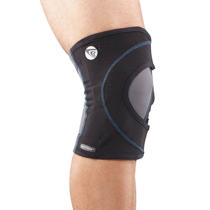 Side view of the Breg FreeSport Athletic Knee Support Brace by Brace DIrect, worn by a model.