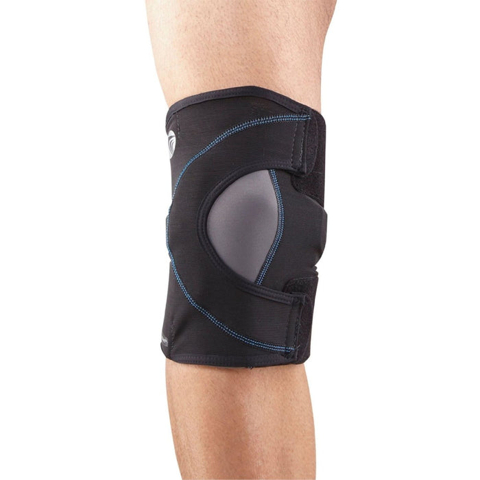 Front view of the Breg FreeSport Athletic Knee Support Brace by Brace DIrect, worn by a model.