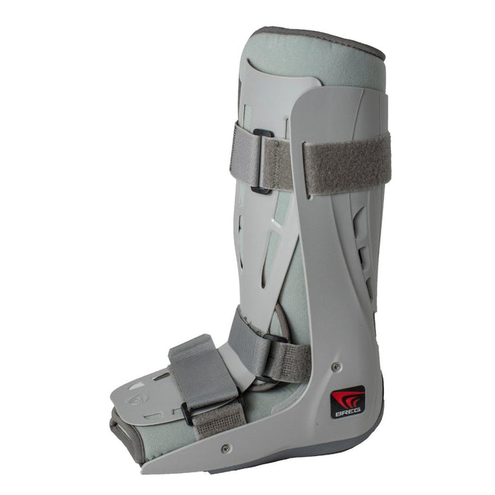 Left side view of the 3-Strap Breg Genesis Full Shell Walker Boot by Brace Direct, isolated on white.