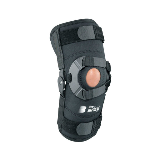  Front view of the Breg PTO Soft Neoprene Knee Brace by Brace Direct, isolated on white.