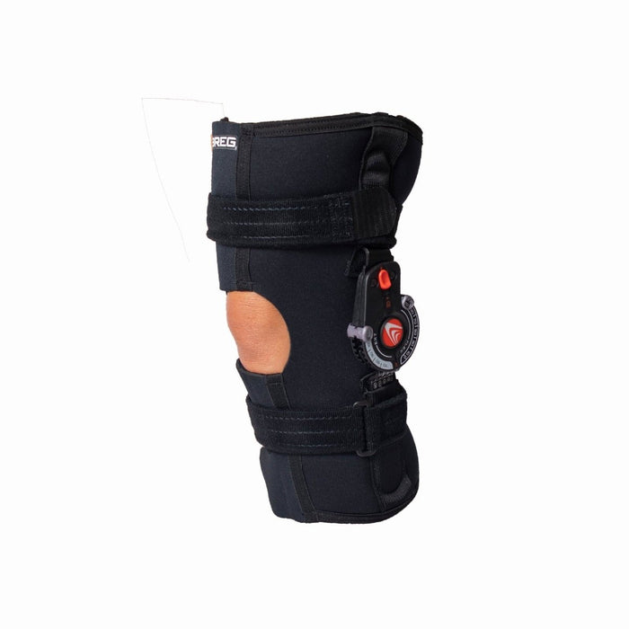Side view of the Breg Recover Short Neoprene Knee Brace by Brace Direct, isolated on white.