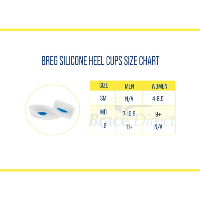 Breg Silicone Heel Cup sizing for men and women, by Brace Direct.