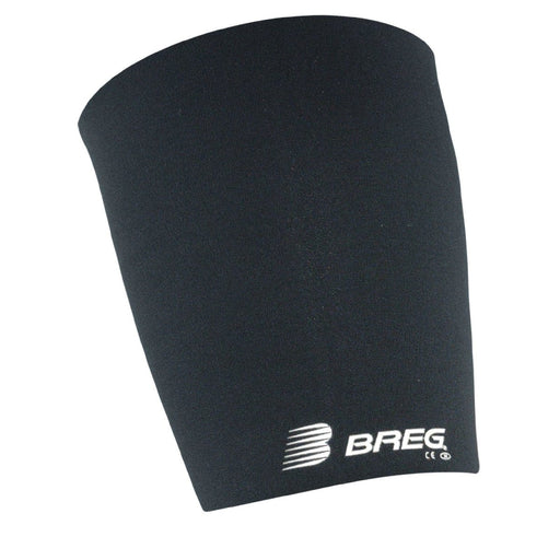 Close-up of the Breg Thigh Compression Support Sleeve by Brace Direct, isolated on white.