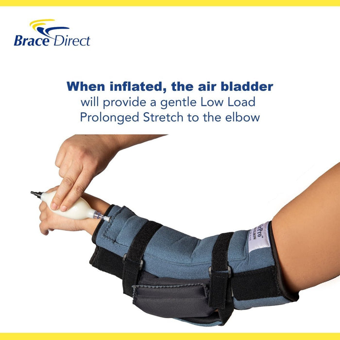 Detail of the OCSI AirPro elbow brace's air bladder, with low-load prolonged stretch functionality.