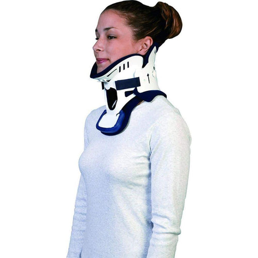 Side view of the Ossur Miami J Cervical Collar by Brace Direct, worn by a model.