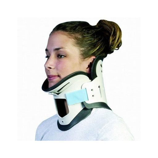 Side view of the Ossur NecLoc Neck Immobilization Extrication Collar by Brace Direct, worn by a model.