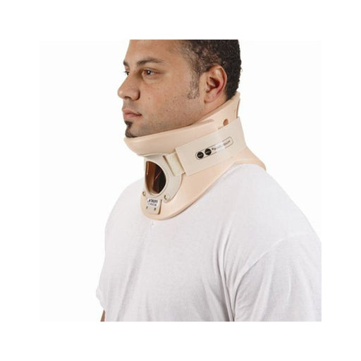 Side view of the Ossur Philadelphia Tracheotomy Collar by Brace Direct, worn by a model.